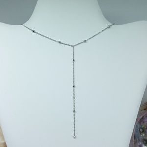 New | Silver Plated | Beaded Lariat Choker Necklace
